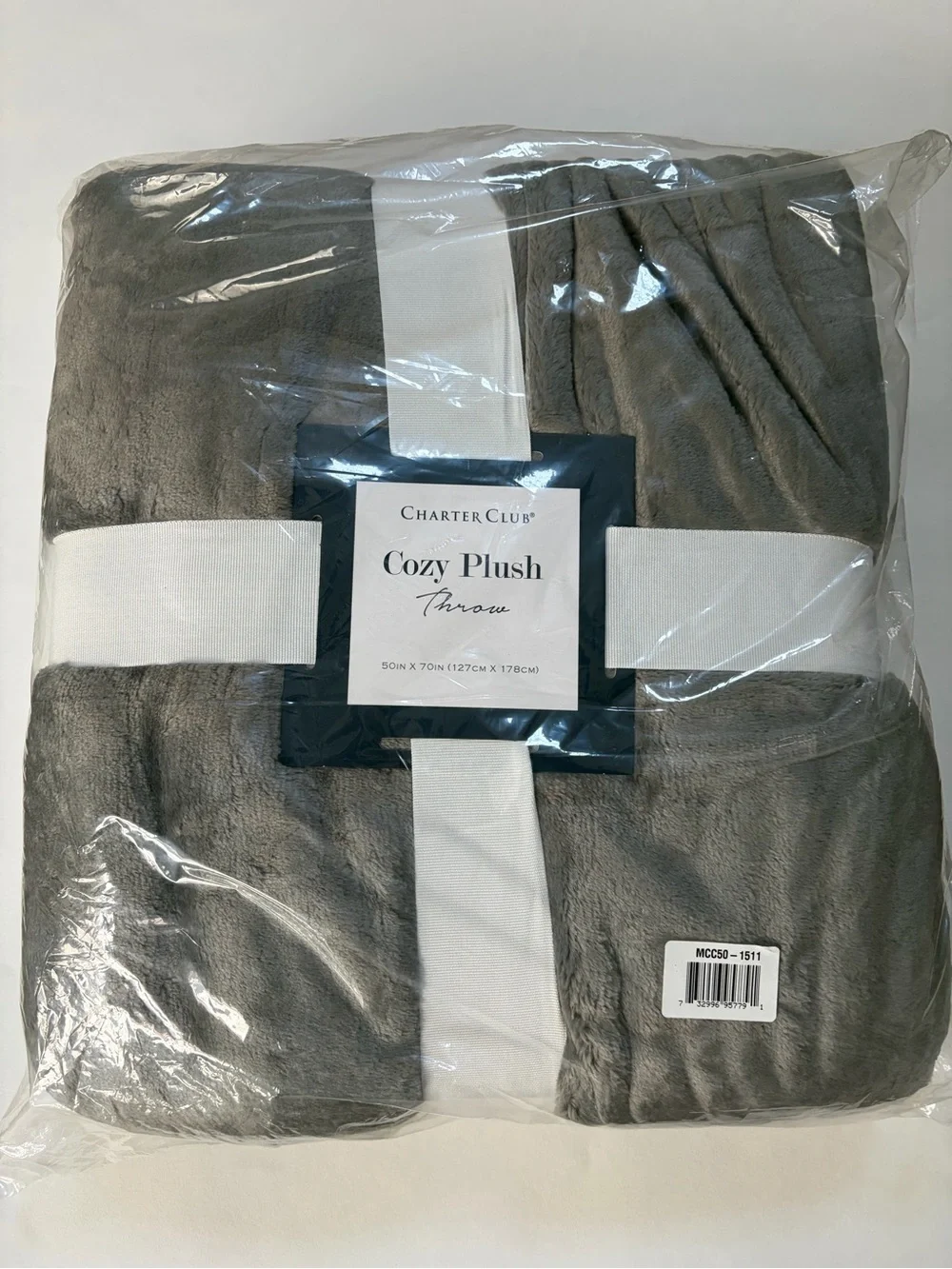 Charter Club Gray Faux Fur Throw Blanket - Plush Cozy 50x 70 inches Brand New